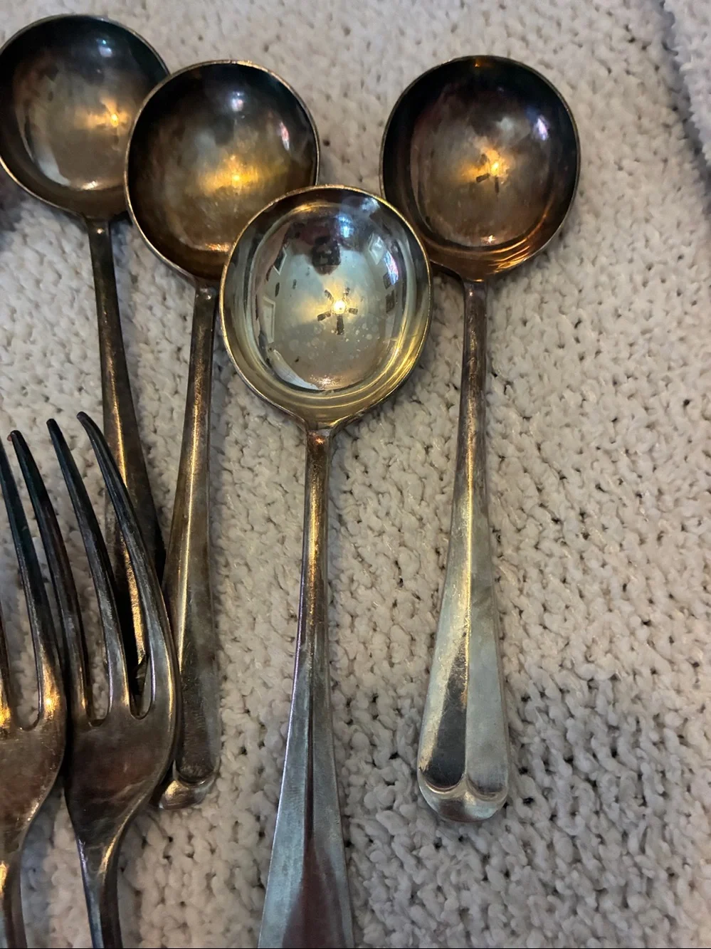 Vintage Worcester Silver Co. England. Silver-Plated Soup Spoons and Forks